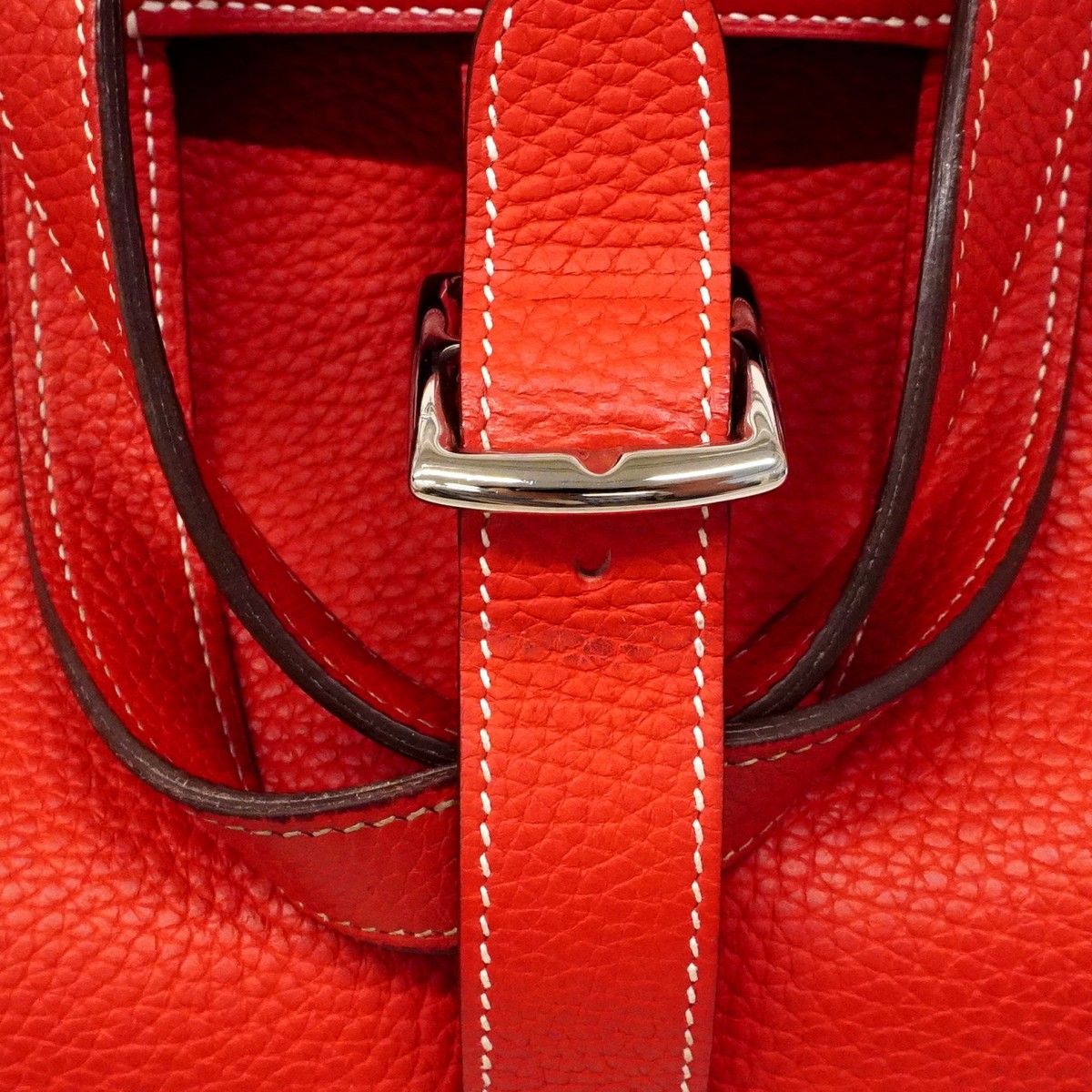 Hermes Handbag Halzan 31 Taurillon Clemence Rouge Casac Silver 2-Way — view 8
