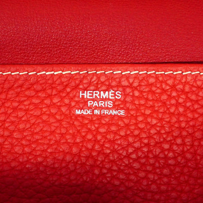 Hermes Handbag Halzan 31 Taurillon Clemence Rouge Casac Silver 2-Way — view 5