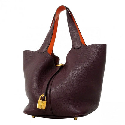 Hermes Handbag Picotin Lock Eclat MM Taurillon Clemence Swift Purun Orange