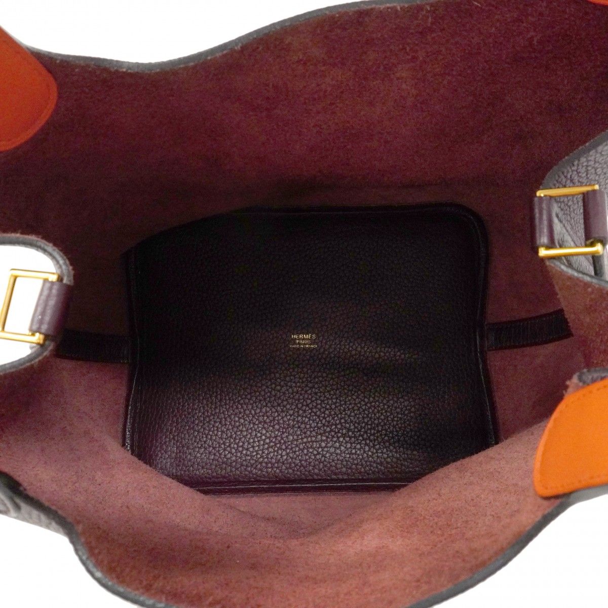 Hermes Handbag Picotin Lock Eclat MM Taurillon Clemence Swift Purun Orange — view 4