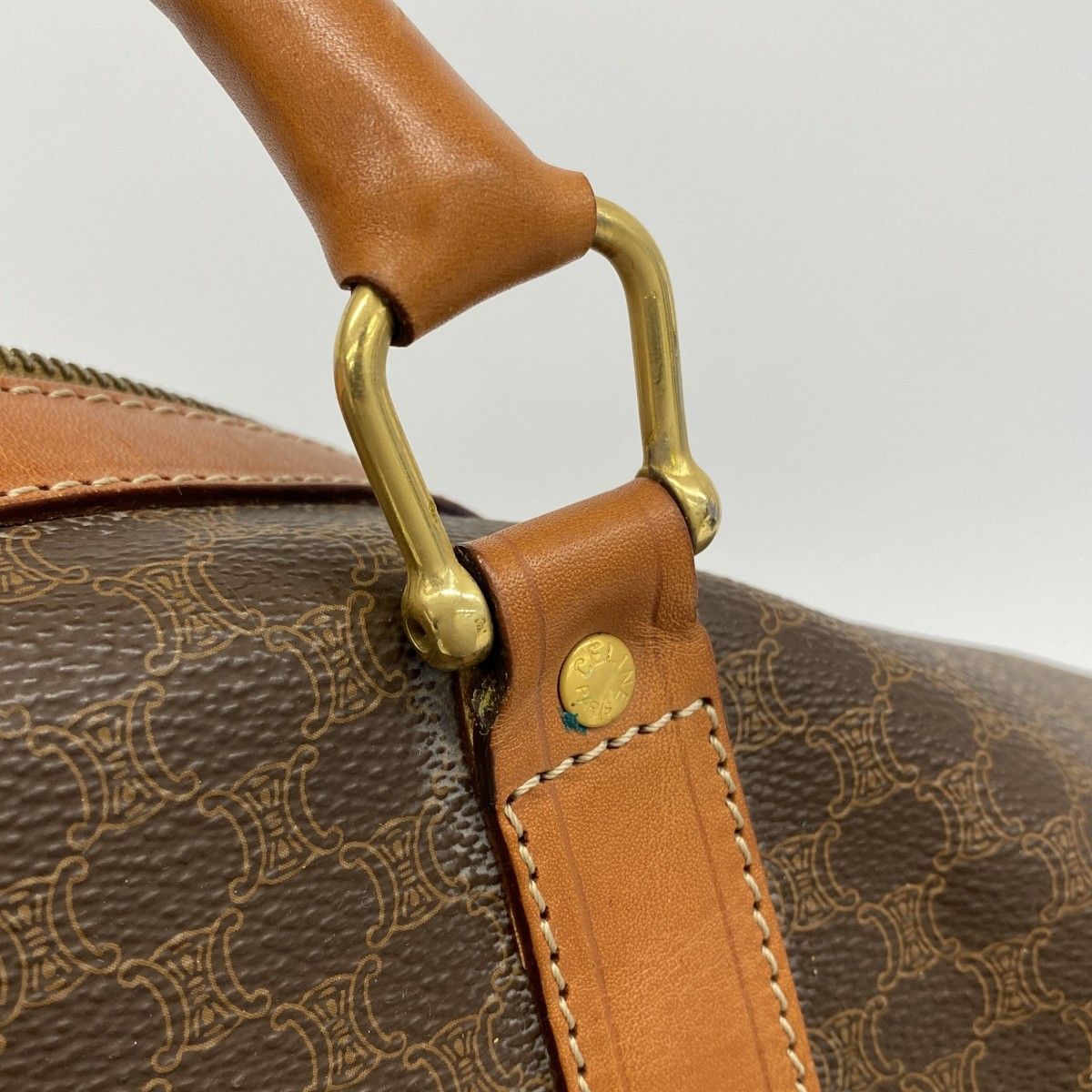 Celine Boston Bag Macadam Brown Gold — view 9