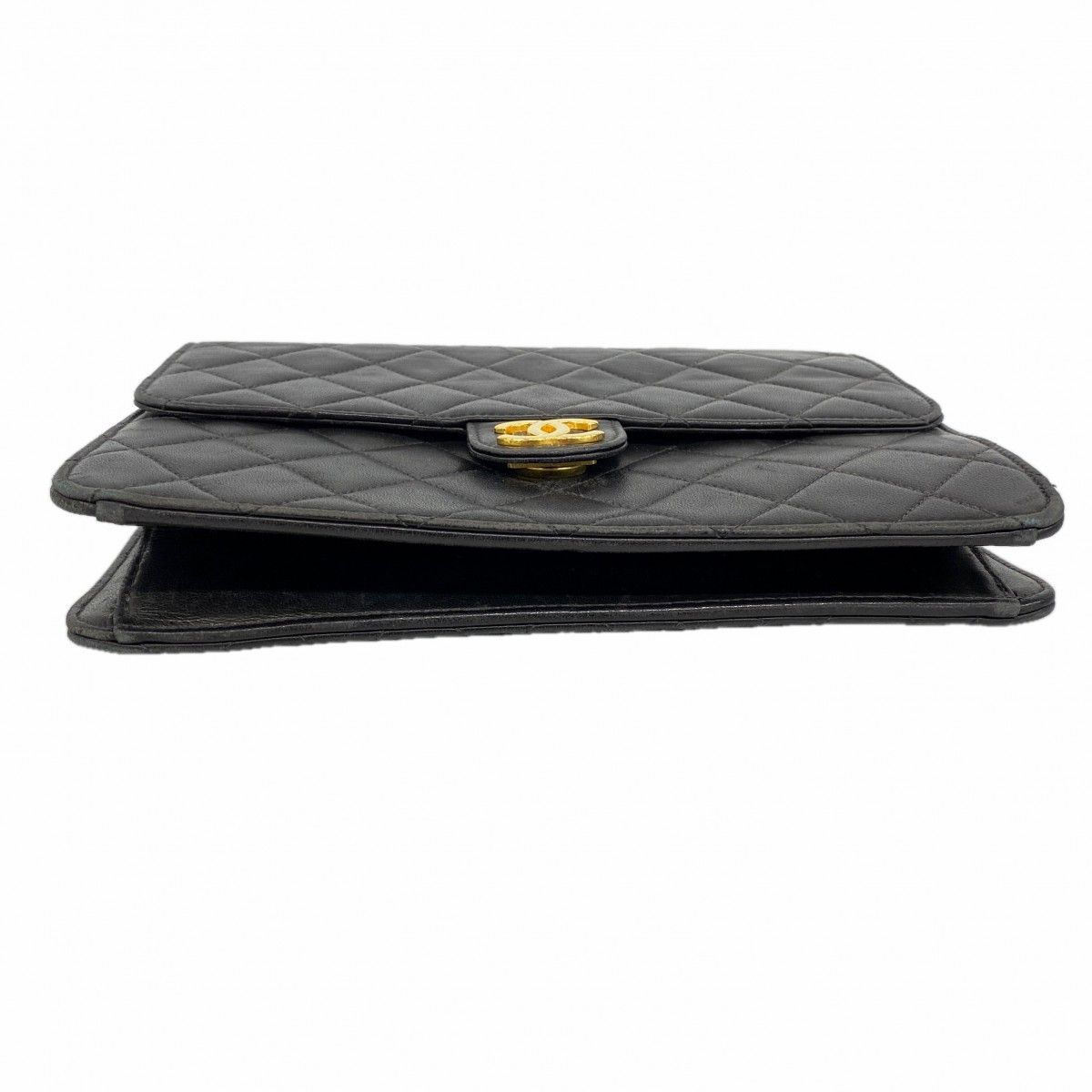 Chanel Shoulder Bag Quilted Lambskin Black Gold — view 3