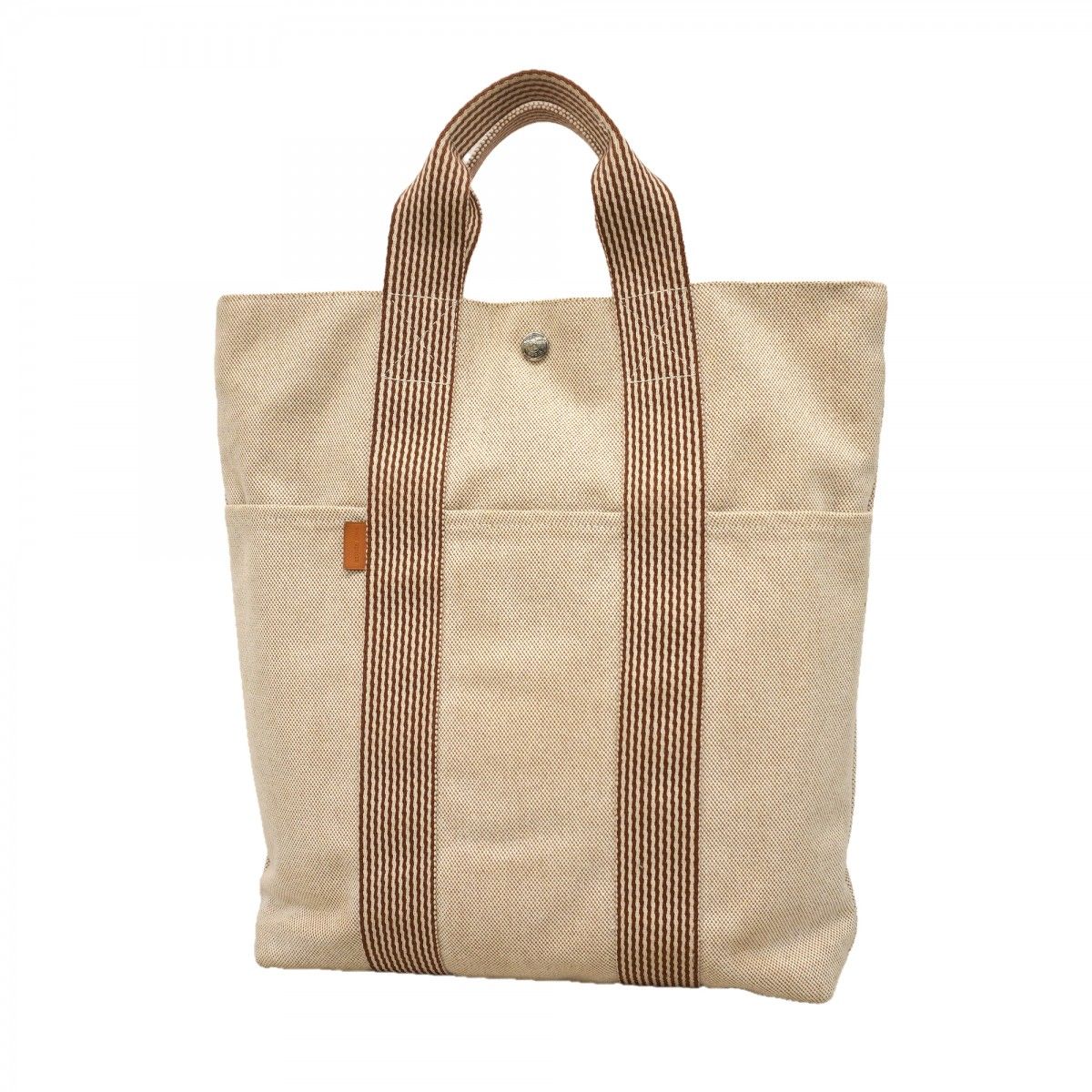Hermes Tote New Fourre Tout Cabas Canvas Beige Brown Silver