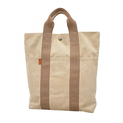Hermes Tote New Fourre Tout Cabas Canvas Beige Brown Silver