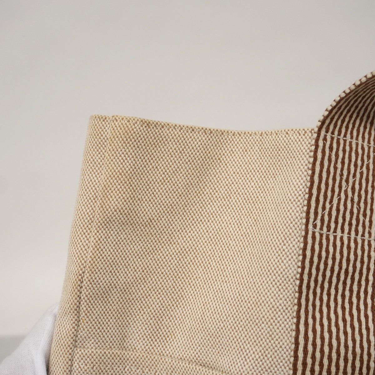 Hermes Tote New Fourre Tout Cabas Canvas Beige Brown Silver — view 8