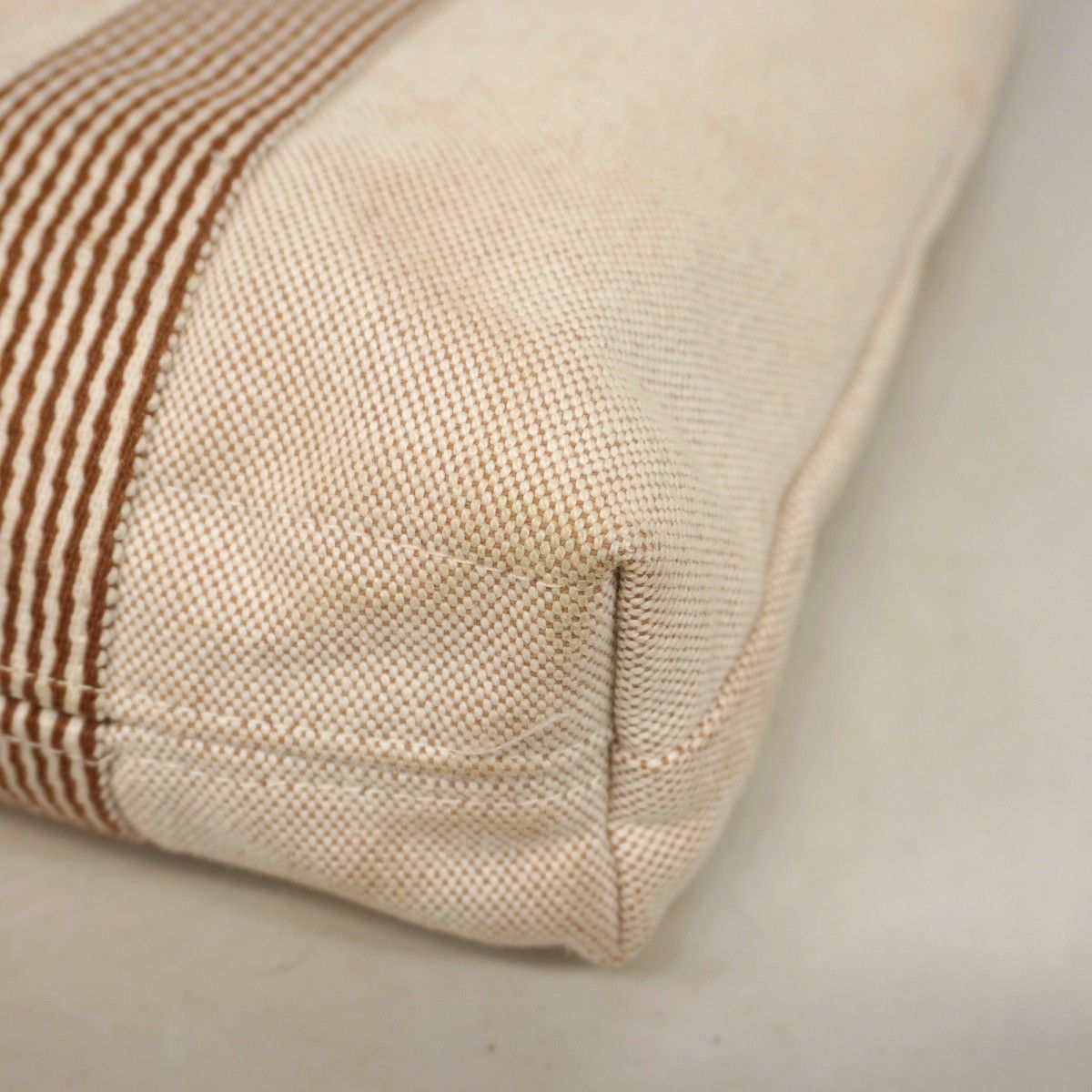 Hermes Tote New Fourre Tout Cabas Canvas Beige Brown Silver — view 6