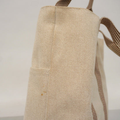 Hermes Tote New Fourre Tout Cabas Canvas Beige Brown Silver — view 7