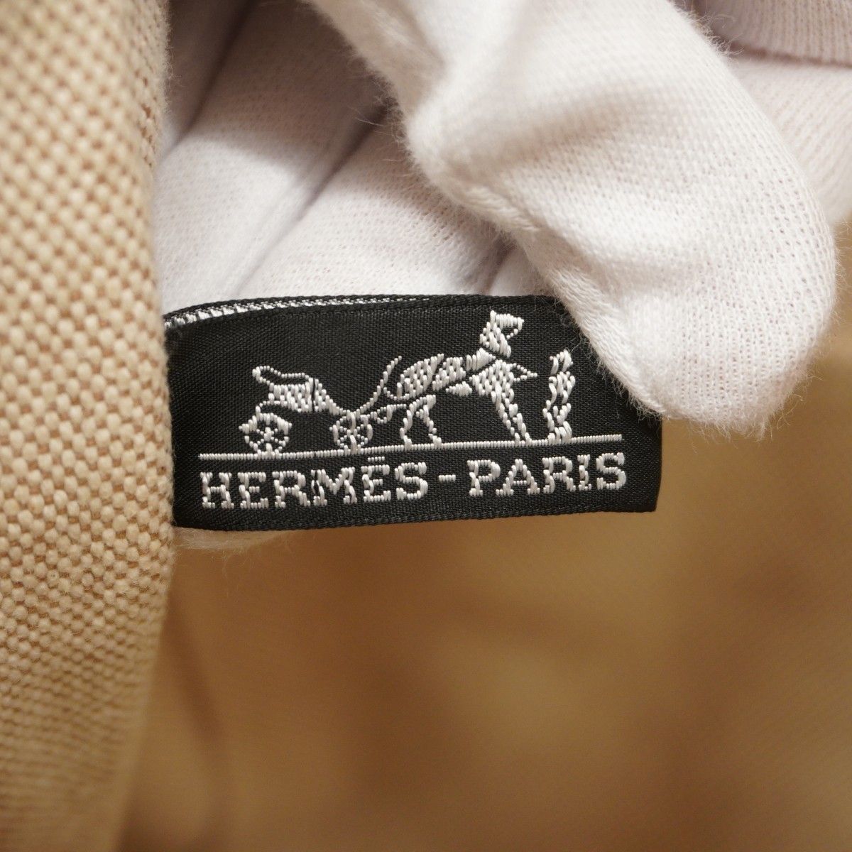 Hermes Tote New Fourre Tout Cabas Canvas Beige Brown Silver — view 5