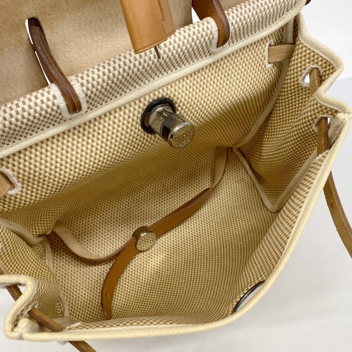 Hermes Backpack Herbag a Dos PM Toile GM Natural Silver — view 4