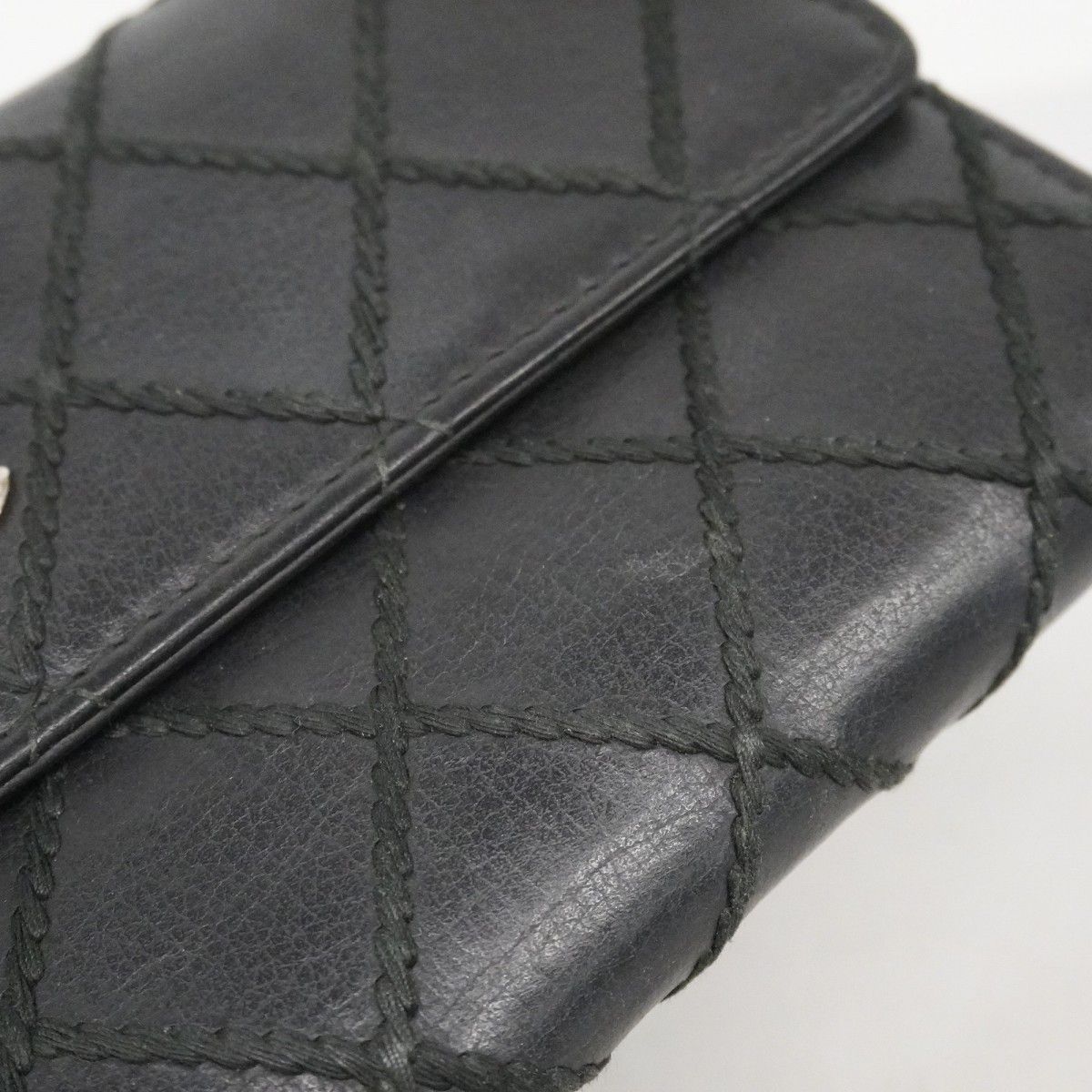 Chanel Wallet Wild Stitch Lambskin Black Silver — view 8