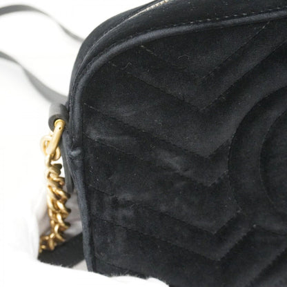 Gucci Shoulder Bag GG Marmont Suede Black Gold — view 7