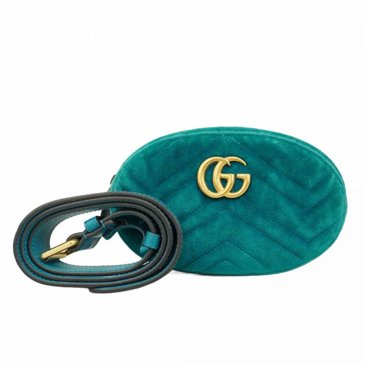 Gucci Waist Bag GG Marmont Suede Emerald Green Gold