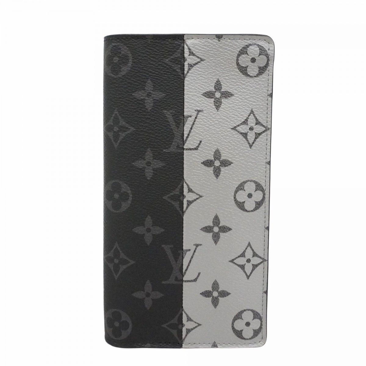 Louis Vuitton Wallet Monogram Eclipse Split Portefeuille Brazza Black Silver