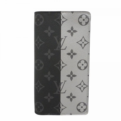 Louis Vuitton Wallet Monogram Eclipse Split Portefeuille Brazza Black Silver