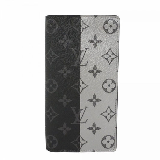 Louis Vuitton Wallet Monogram Eclipse Split Portefeuille Brazza Black Silver