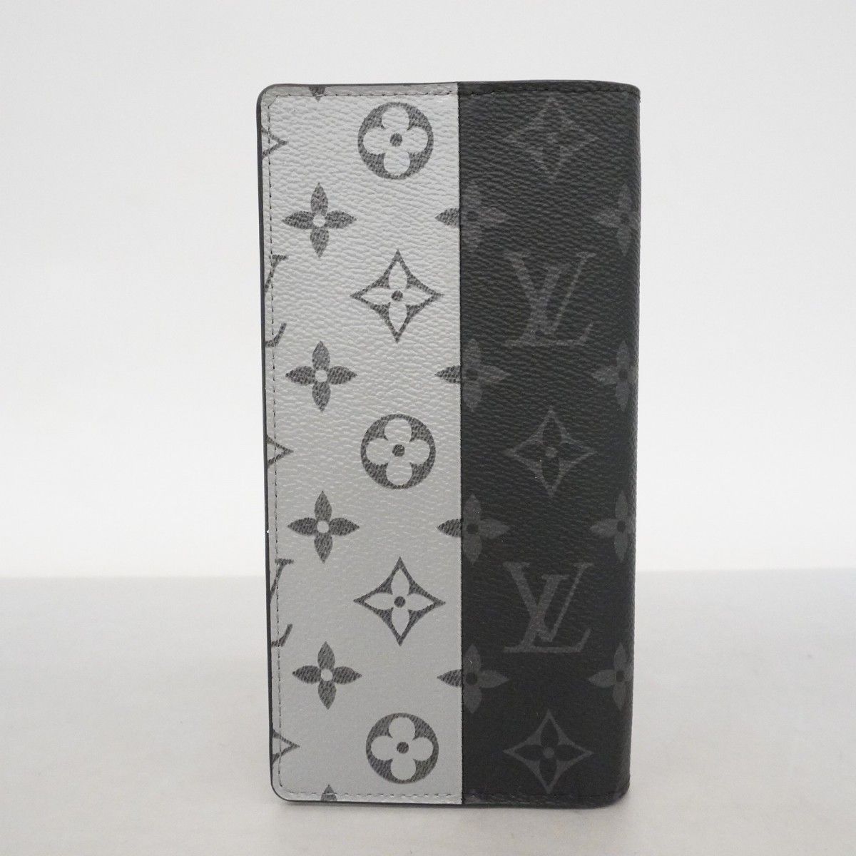 Louis Vuitton Wallet Monogram Eclipse Split Portefeuille Brazza Black Silver — view 9