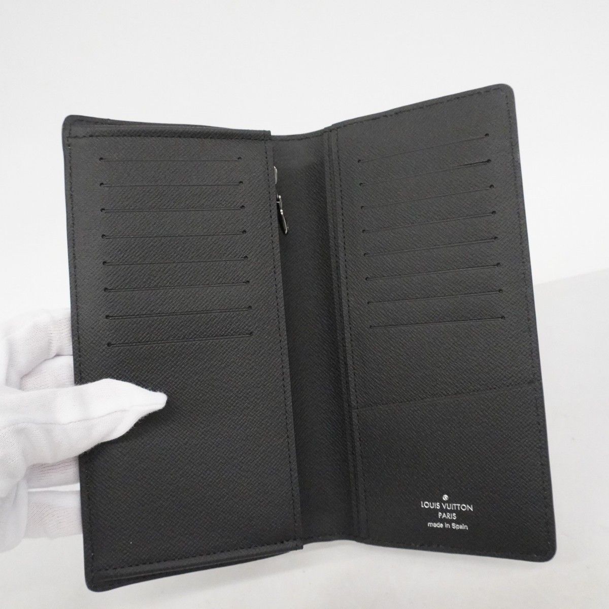 Louis Vuitton Wallet Monogram Eclipse Split Portefeuille Brazza Black Silver — view 3