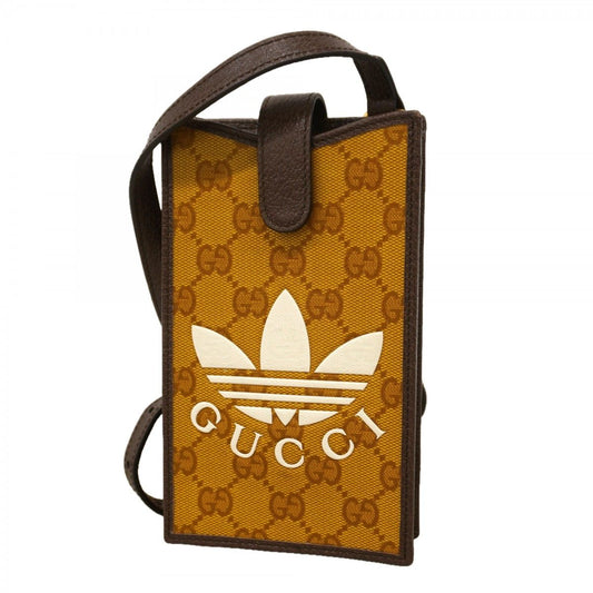 Gucci Smartphone Shoulder GG Crystal Adidas Brown Gold