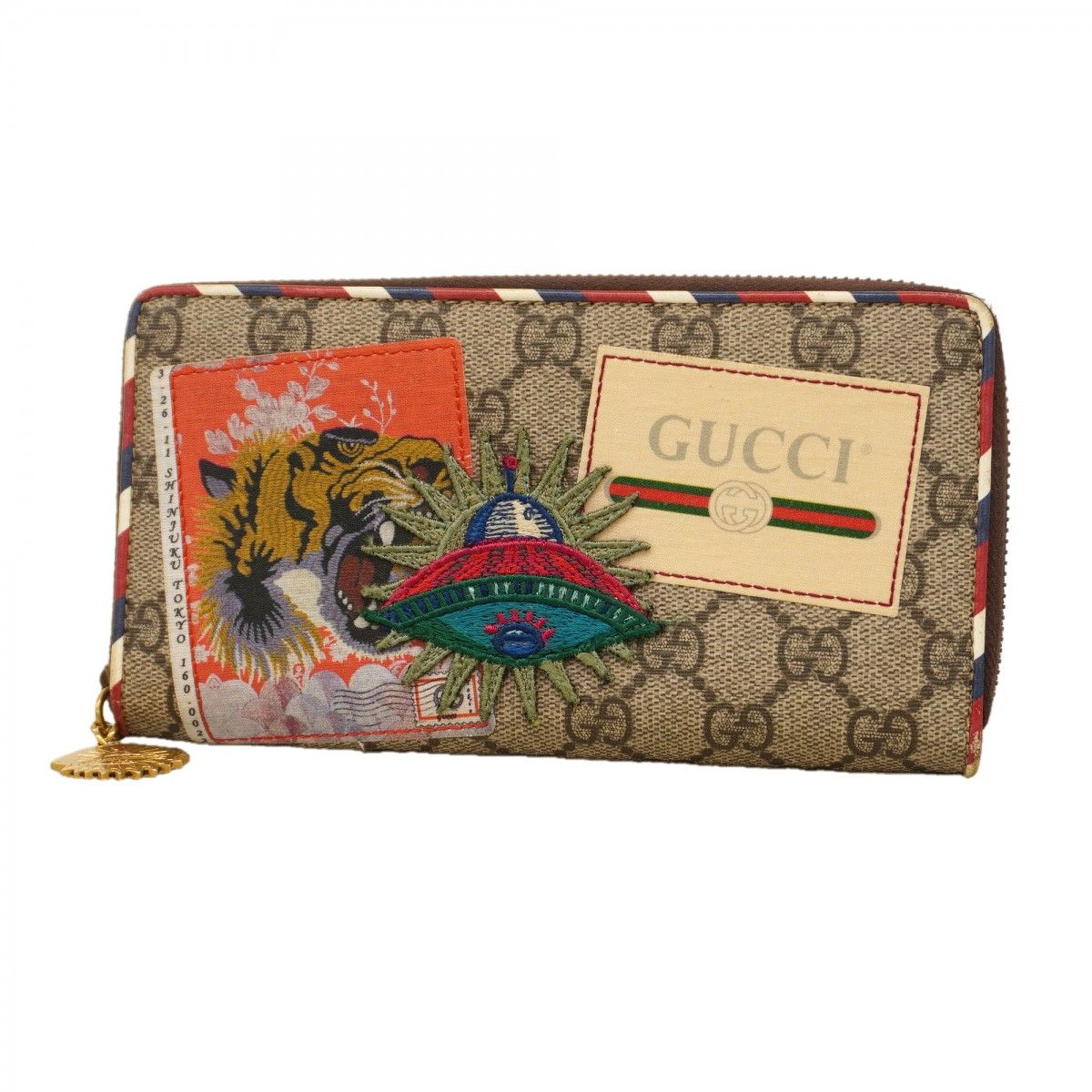 Gucci Wallet GG Supreme Brown Gold
