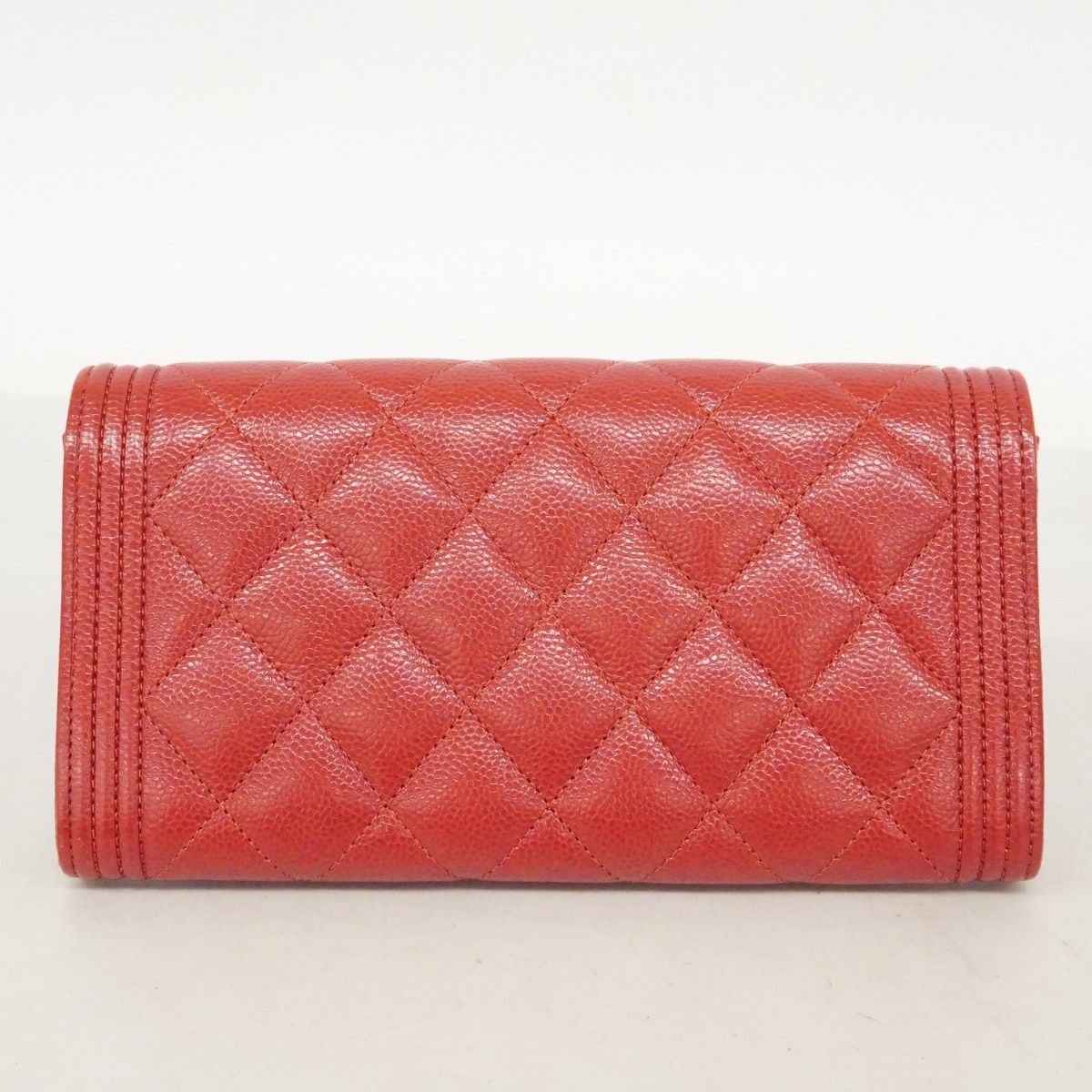 Chanel Wallet Caviar Leather Red Gold — view 8