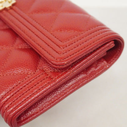Chanel Wallet Caviar Leather Red Gold — view 6