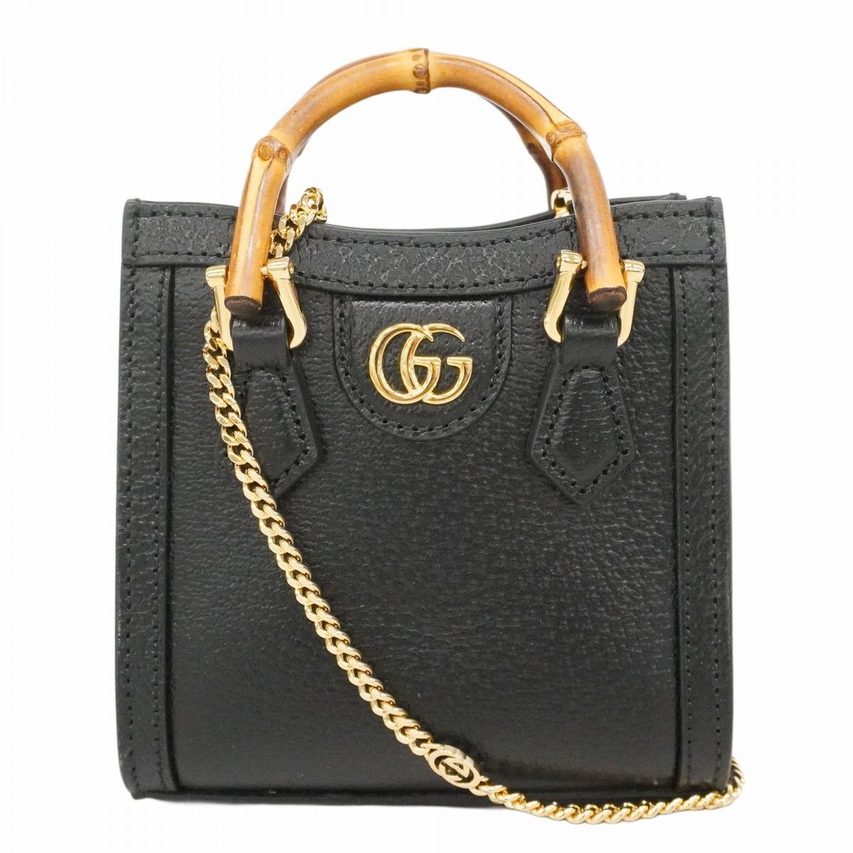 Gucci Handbag Diana Leather Black Gold 2-Way