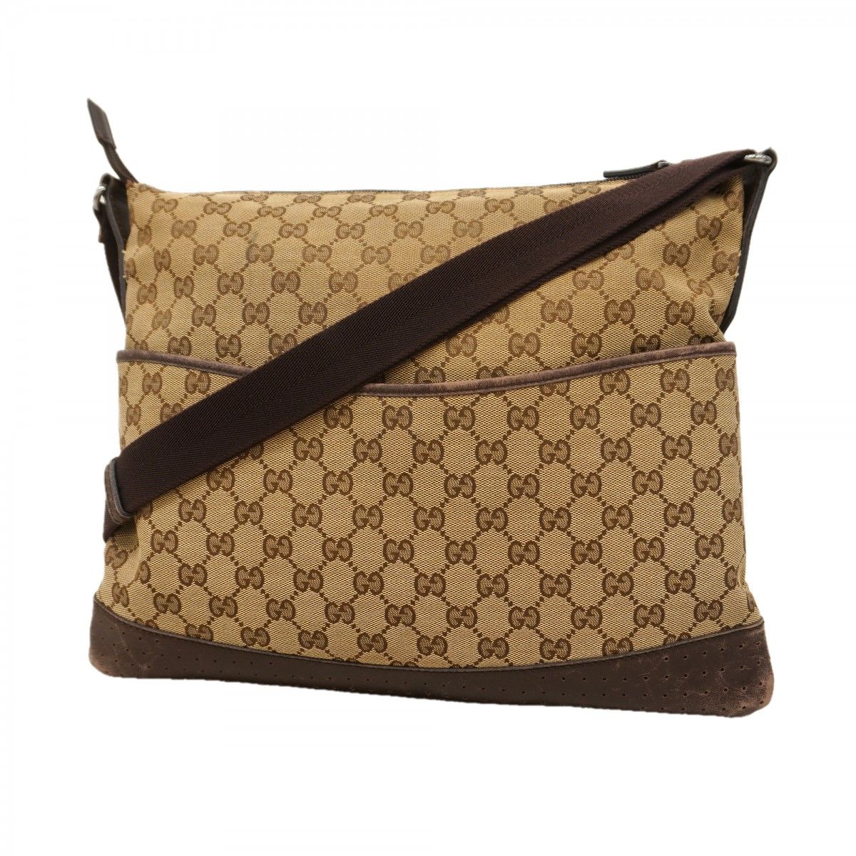Gucci Shoulder Bag GG Canvas Brown Silver