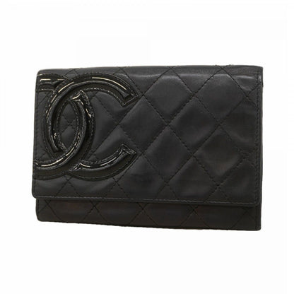 Chanel Wallet Cambon Lambskin Black Silver