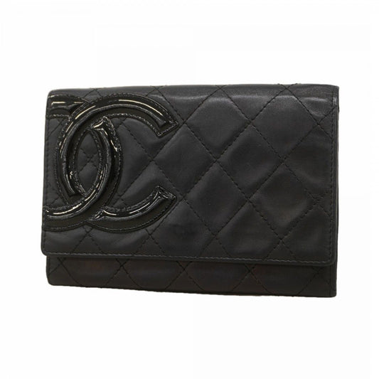 Chanel Wallet Cambon Lambskin Black Silver