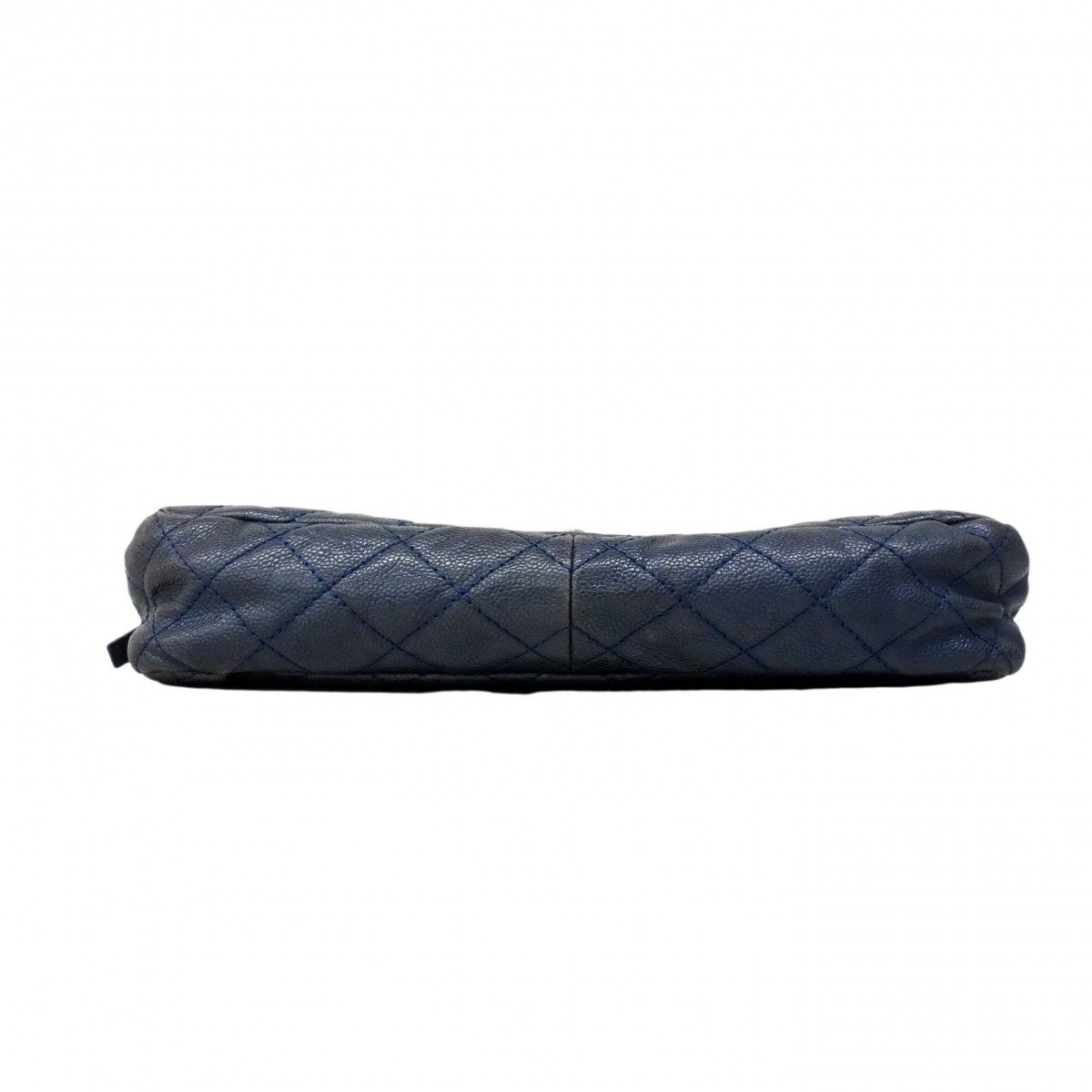 Chanel Shoulder Bag Quilted Caviar Leather Blue Silver — view 3