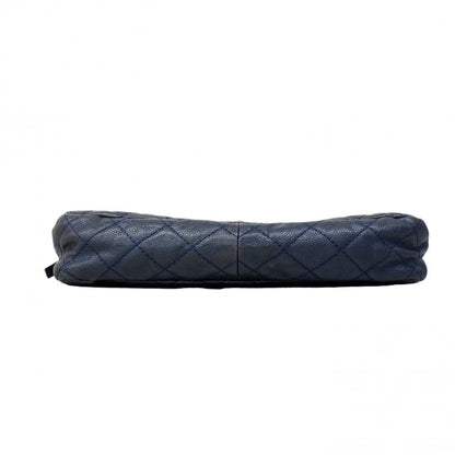 Chanel Shoulder Bag Quilted Caviar Leather Blue Silver — view 3