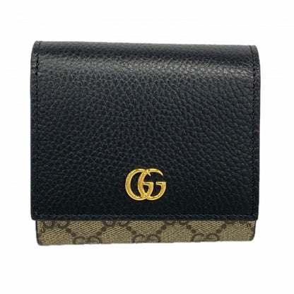 Gucci Wallet GG Marmont Supreme Leather Black Brown Gold