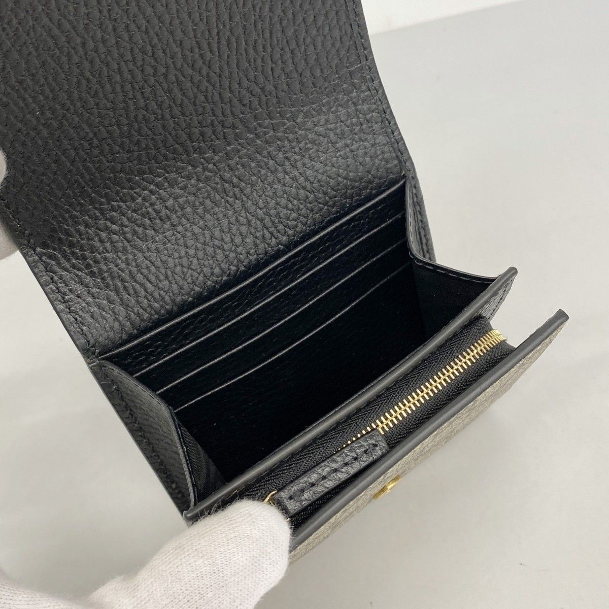 Gucci Wallet GG Marmont Supreme Leather Black Brown Gold — view 3