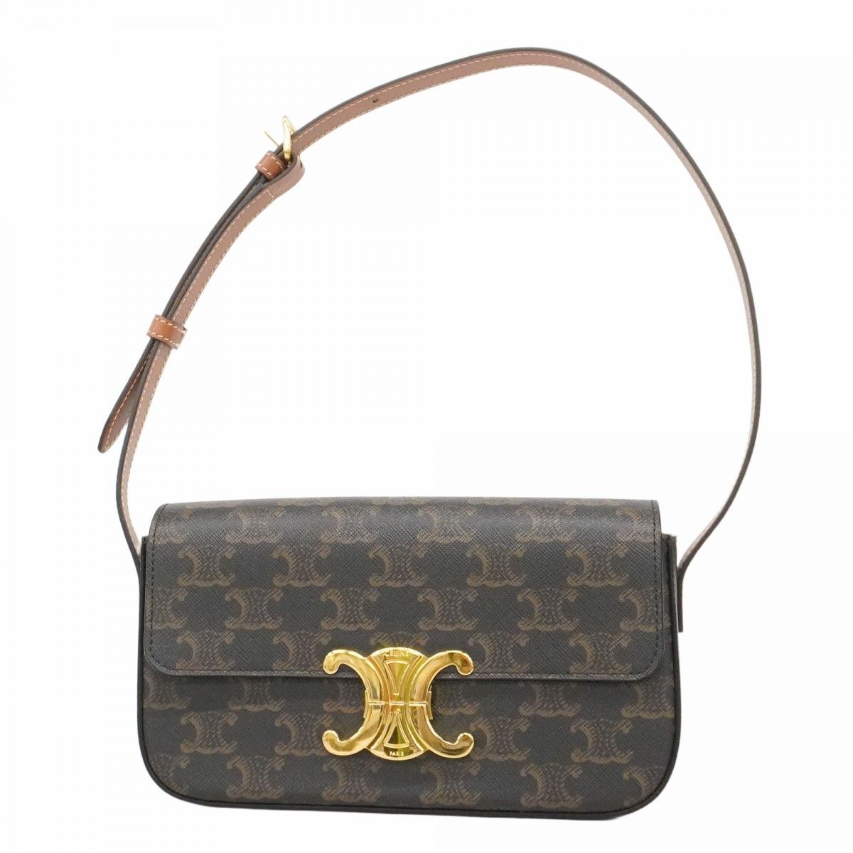Celine Shoulder Bag Triomphe Brown Gold