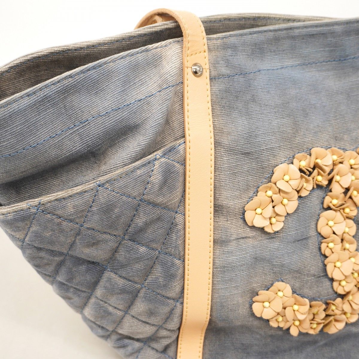 Chanel Tote Cruise Line Denim Blue Beige Silver — view 8