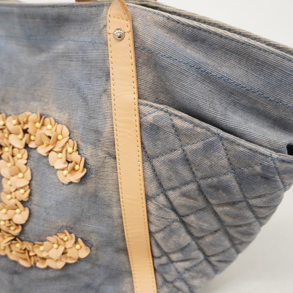 Chanel Tote Cruise Line Denim Blue Beige Silver — view 7