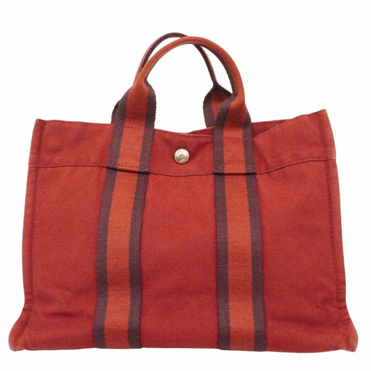 Hermes Handbag Fourre Tout PM Canvas Red Silver