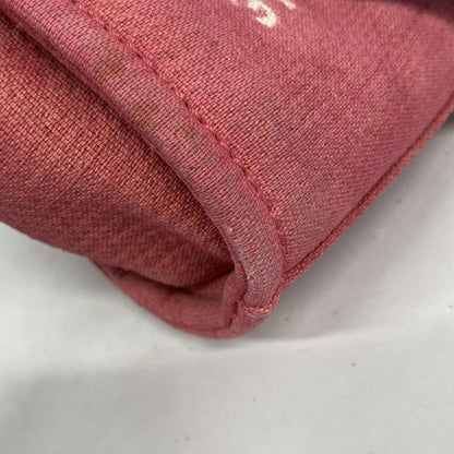 Chanel Chain Tote Deauville Canvas Red Silver — view 6