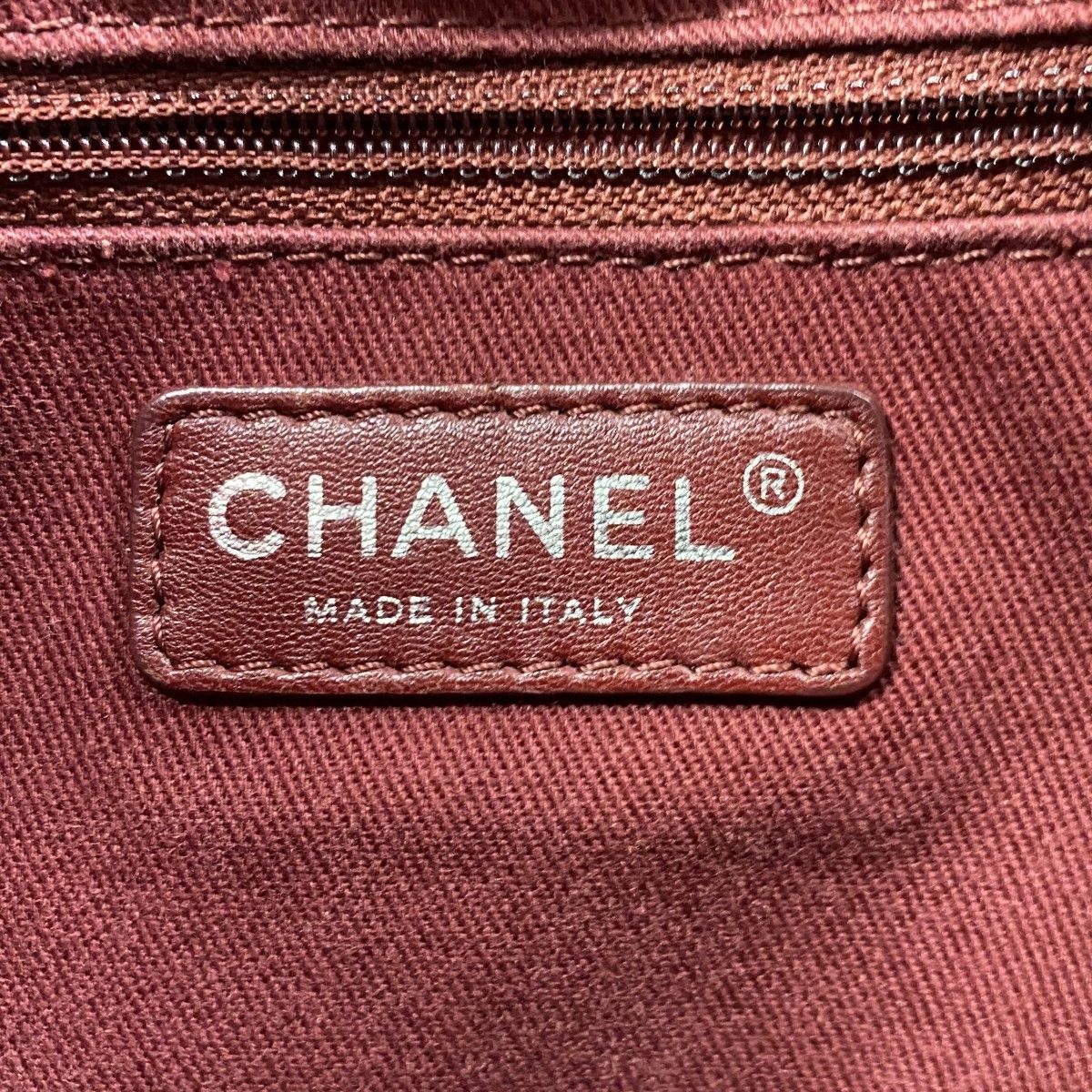 Chanel Chain Tote Deauville Canvas Red Silver — view 5