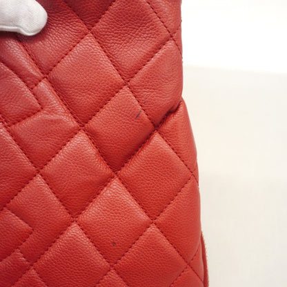 Chanel Chain Tote Quilted Caviar Leather Red Silver — view 8