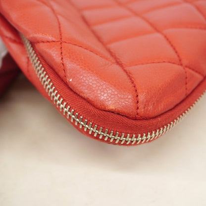 Chanel Chain Tote Quilted Caviar Leather Red Silver — view 6