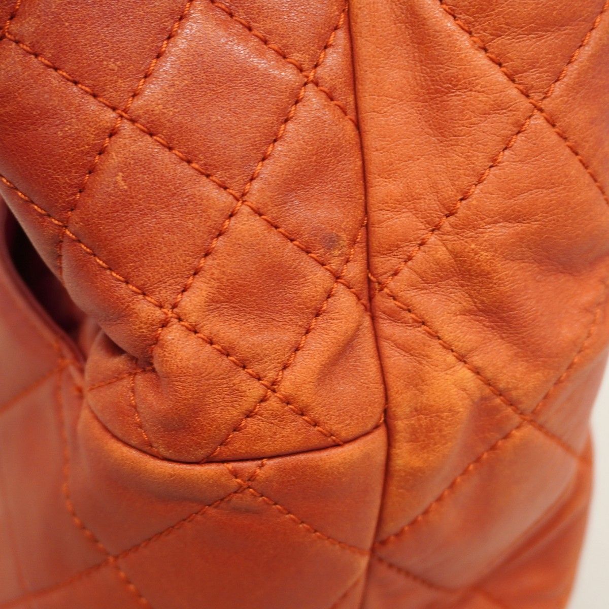 Chanel Chain Tote Quilted Lambskin Red Silver — view 8