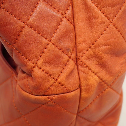 Chanel Chain Tote Quilted Lambskin Red Silver — view 8