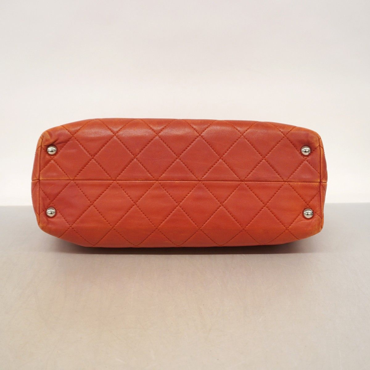 Chanel Chain Tote Quilted Lambskin Red Silver — view 3