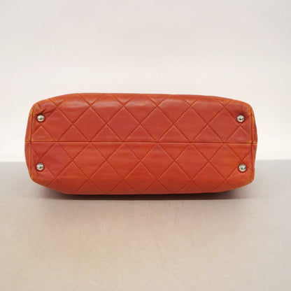 Chanel Chain Tote Quilted Lambskin Red Silver — view 3
