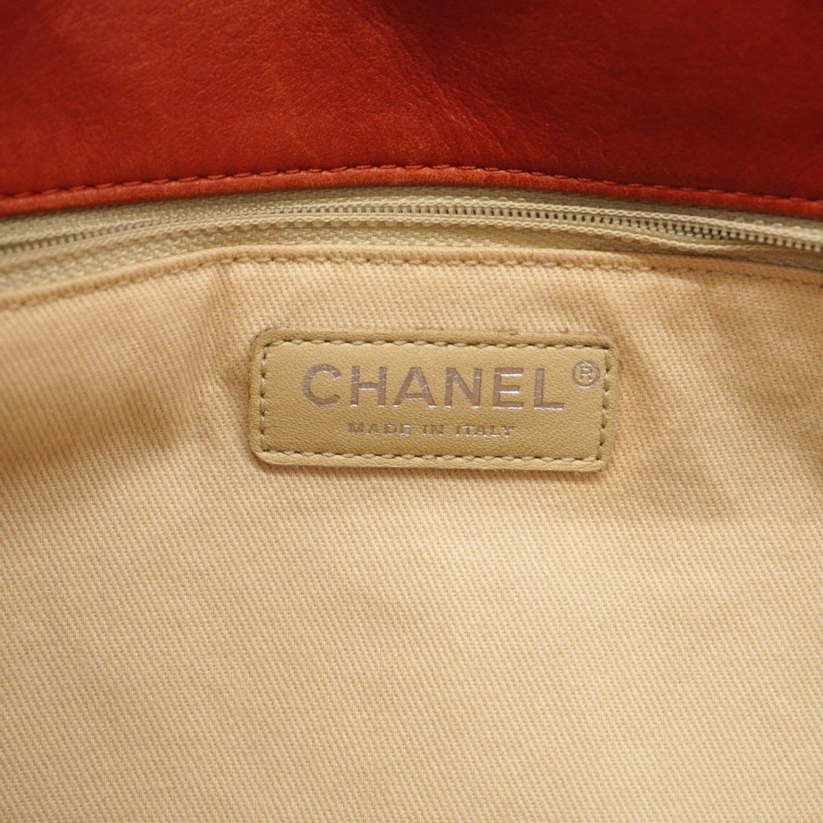 Chanel Chain Tote Quilted Lambskin Red Silver — view 5
