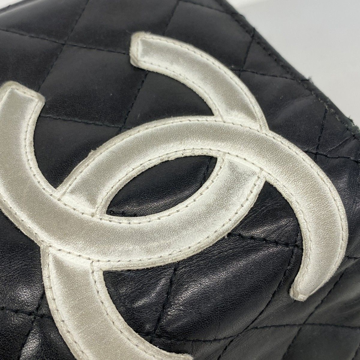 Chanel Wallet Cambon Lambskin Black White Silver — view 8