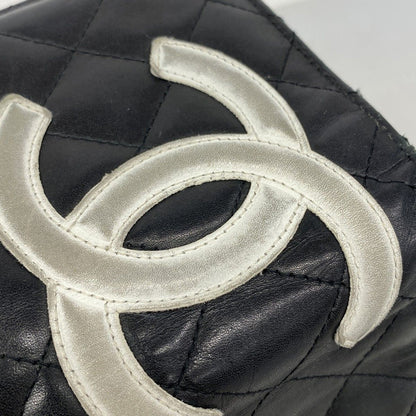Chanel Wallet Cambon Lambskin Black White Silver — view 8