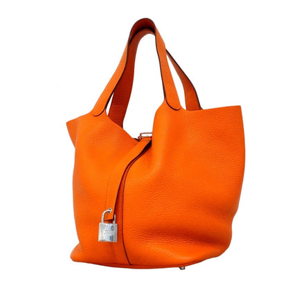 Hermes Handbag Picotin Lock GM Taurillon Clemence Orange Silver