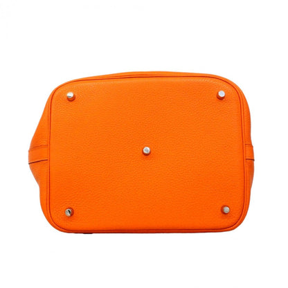 Hermes Handbag Picotin Lock GM Taurillon Clemence Orange Silver — view 3